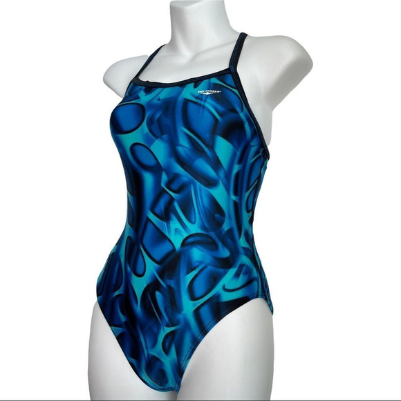 The Finals Competition One Piece Swimsuit Geometric Print XXS/30 Bright Blue - Picture 13 of 16